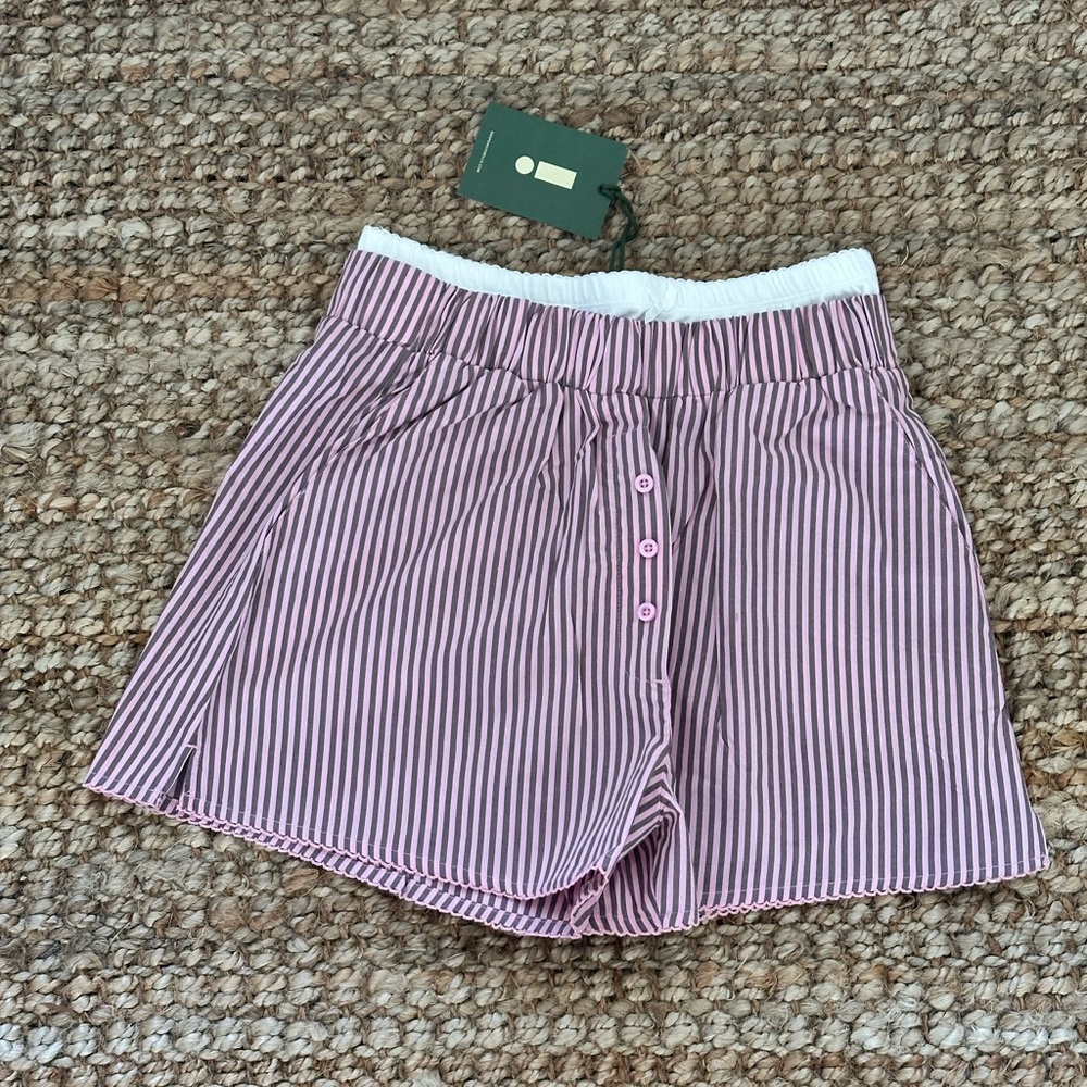 Daily Drills High Waist Striped Pointelle Boxer Shorts